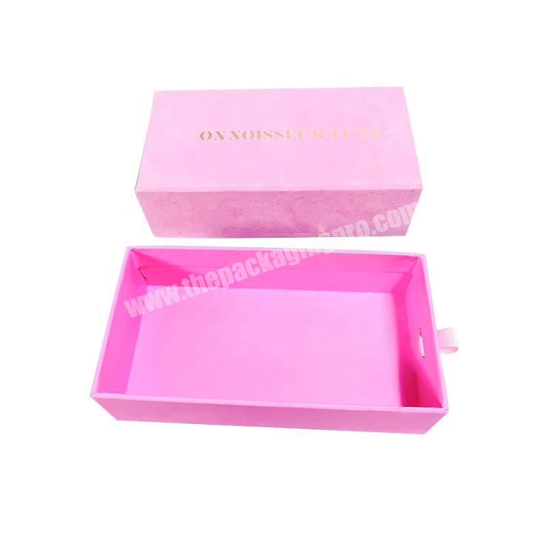 pink printed cosmetic cardboard gift velvet jewelry box with logo custom jewellery packaging sliding drawer paper box