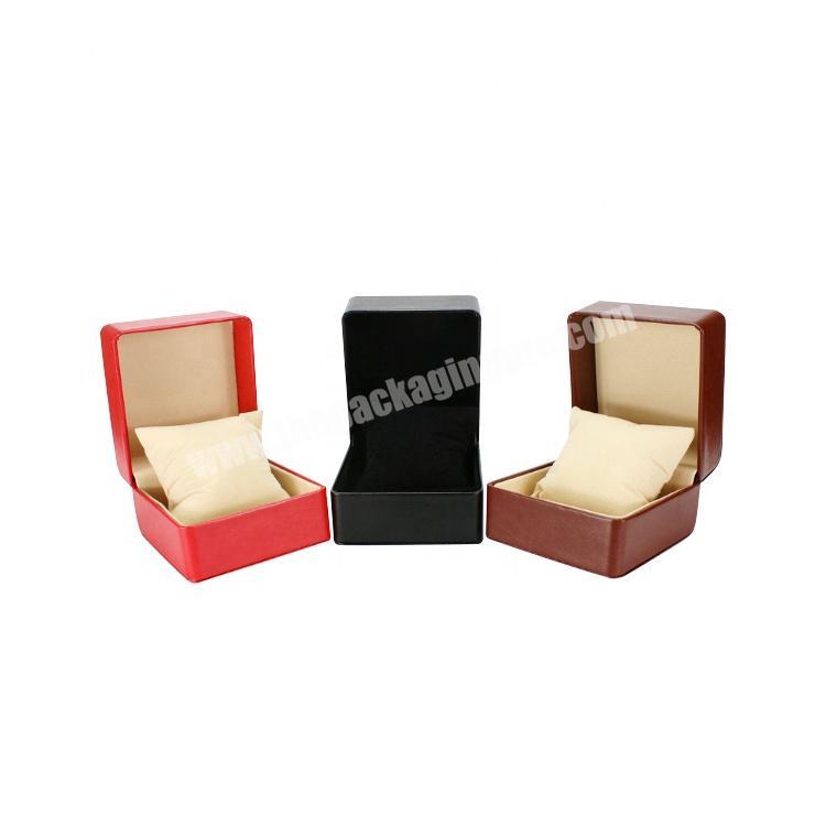 watch storage box travel single watch case black red brown leatherette paper+MDF watch box With pillow