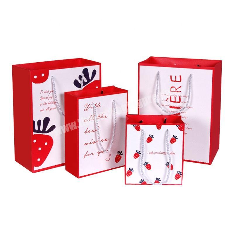 wholesale custom red cheap kraft paper carrier bags restaurant birthday wedding  gift bags for guest