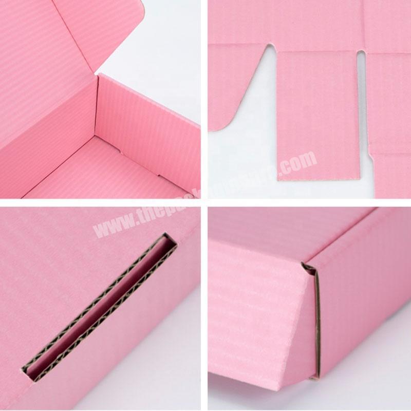 Factory wholesale personalized kraft Cosmetics Mailing cardboard shipping boxes pink corrugated custom printed package mailer box