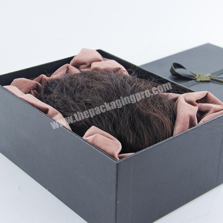 2020 luxury packaging hair extensions box black custom logo