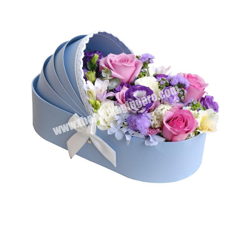 New Arrival Flower Gift Box Baby Cradle Shape Box for Baby Shower Birthday Rigid Boxes