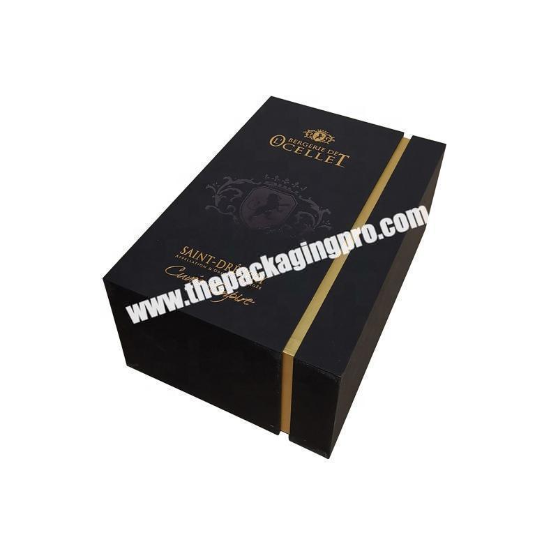 2022 Luxury Custom Paper Luxury wine box with Magnetic Packaging Gift Box With Ribbon for whisky
