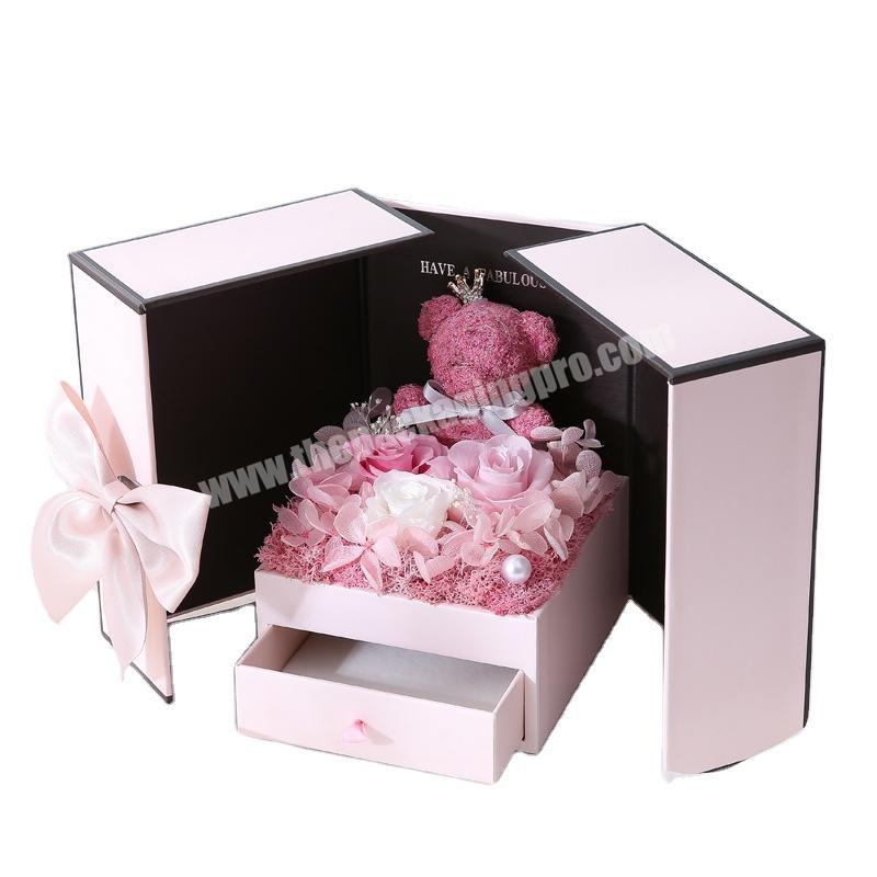 2022 Most Popular Preserved Rose Acrylic Jewelry Box With necklace Holder Immortal Flowers Valentine's Day gift