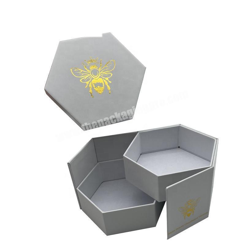 2022 New Design Elegant Cardboard Package Custom Logo UV Chocolate Hexagon Packaging Gift Boxes Luxury Double Layer Box