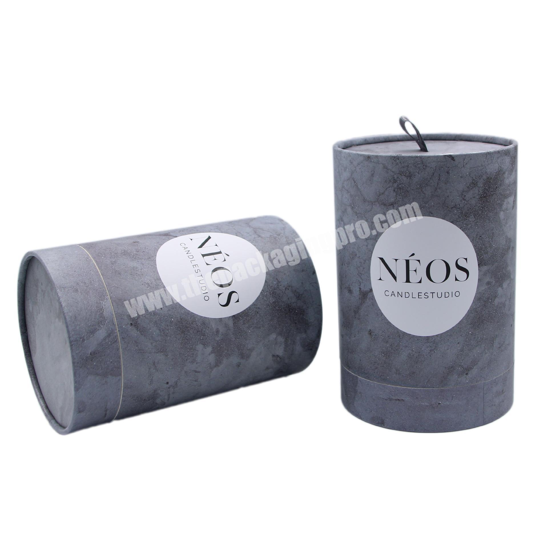 2022 custom recyclable aseptic glossy lamination colorful black paper kraft candle jrs with tube packaging luxury