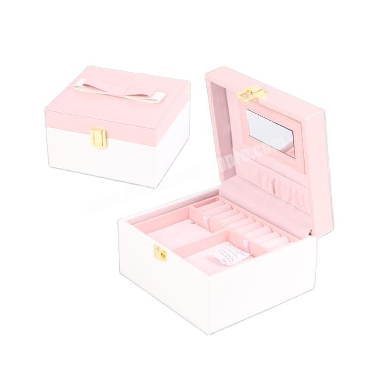 2022 gift box Cardboard Ring Drawer Packaging  box Custom Small Pink PU Leather Gifts Package Box Storage Items