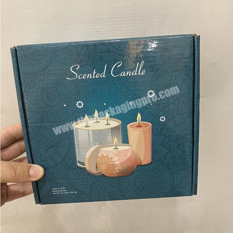 2022 huaisheng luxury packaging corrugated craft kraft candle small mailing paper shipping box custom logo
