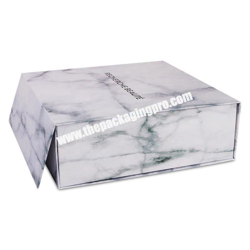 2023 hot sale custom White Marble Printed Magnetic Gift Boxes With Magnetic Lid For Packaging Rigid Folding Paper Gift Box