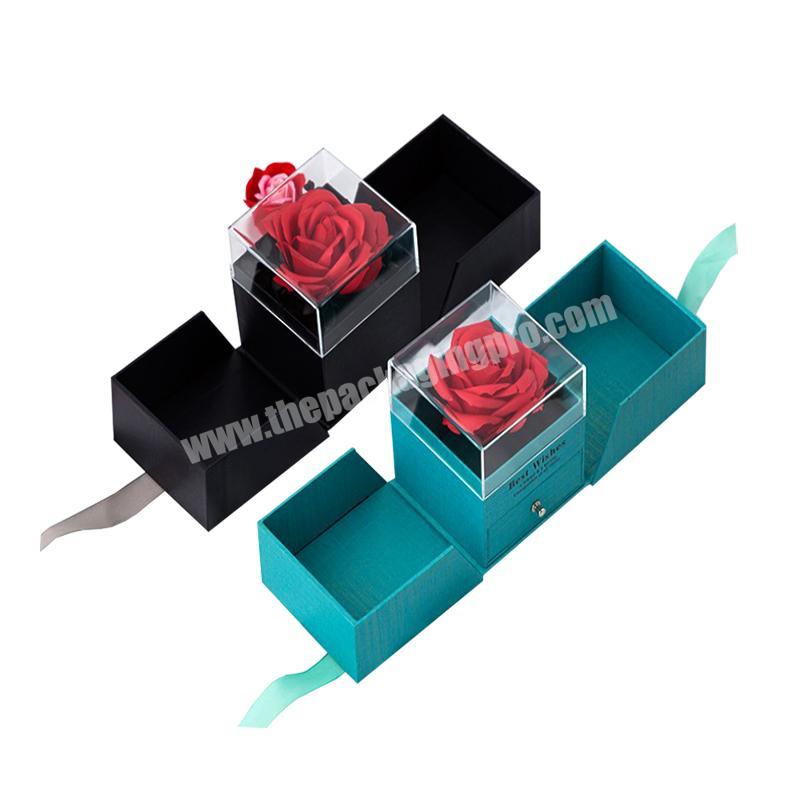 4 Pc Custom Made Fold Up Wholesale Heavy Duty Price Small Paper Ring Jewelry Flower Storage Folding Box For Gift