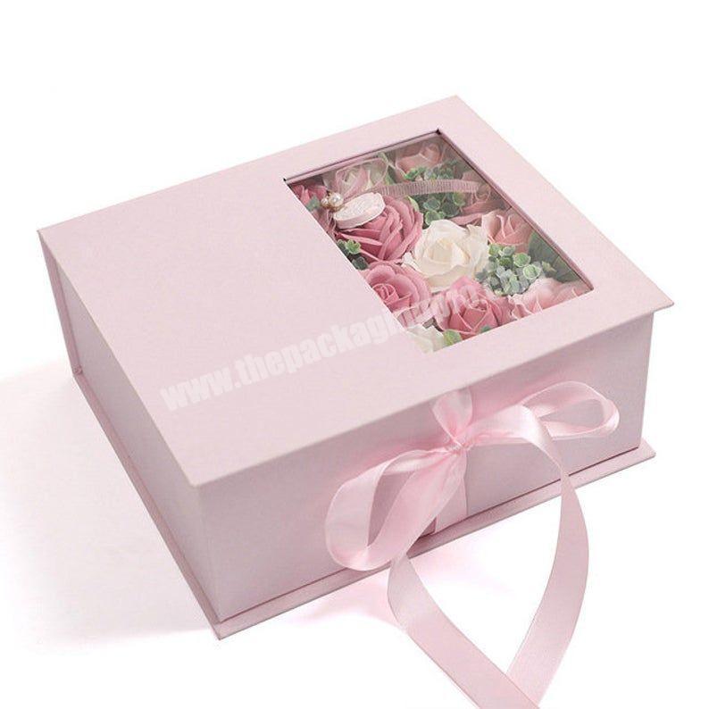 A5 Big Rectangle Flower Gift Box With Transparent Plastic Window