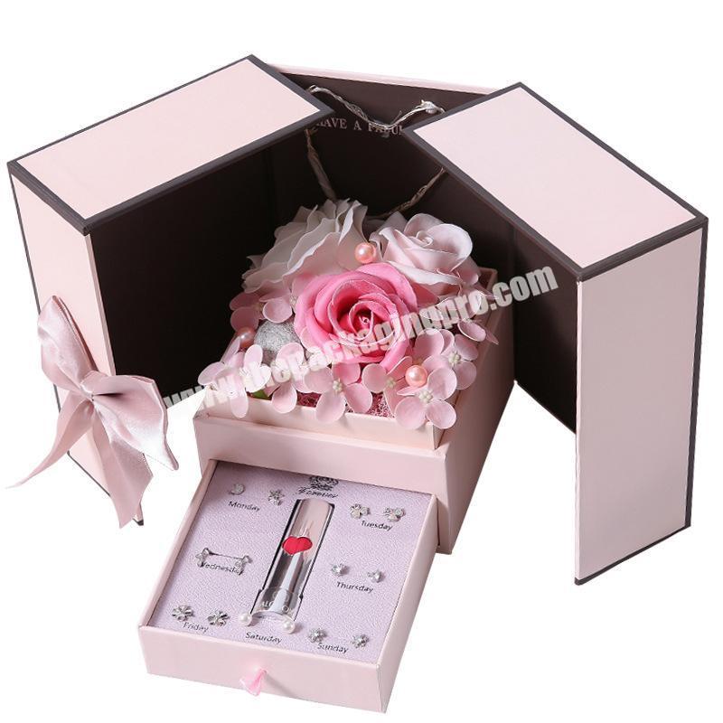 Accept Custom brand Ring Box Valentines Day Gift Flower Box Mother Mom Love Day Preserved Rose Floral Flower Gift Box