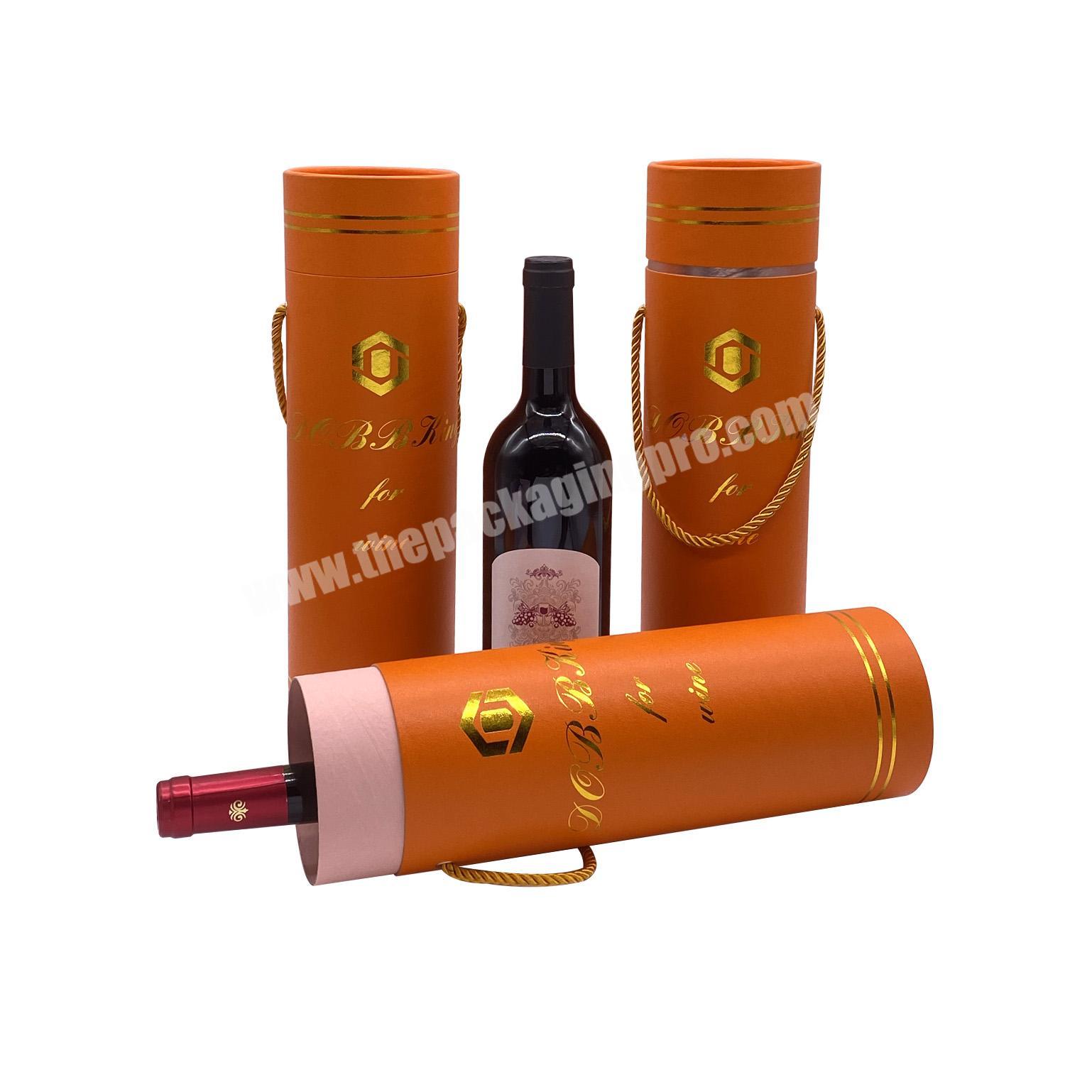 Airtight Cardboard Wine Bottle Cylinder Container Gift Box Tubes Metal Lids Paper Round Tube For Whisky