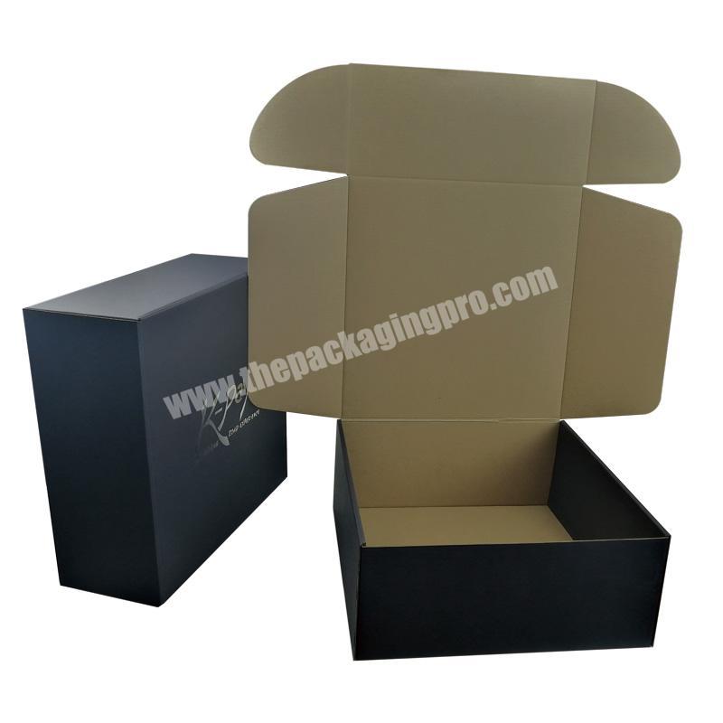 Bespoke Corrugated Black Gift Paper Box With Logo Stamping In Silver Color