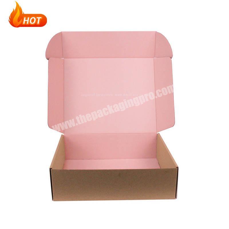 Bespoke Natural Kraft Inside Pink Clothes Flat Tuck Top Mailer Box For Shipping T-shirt
