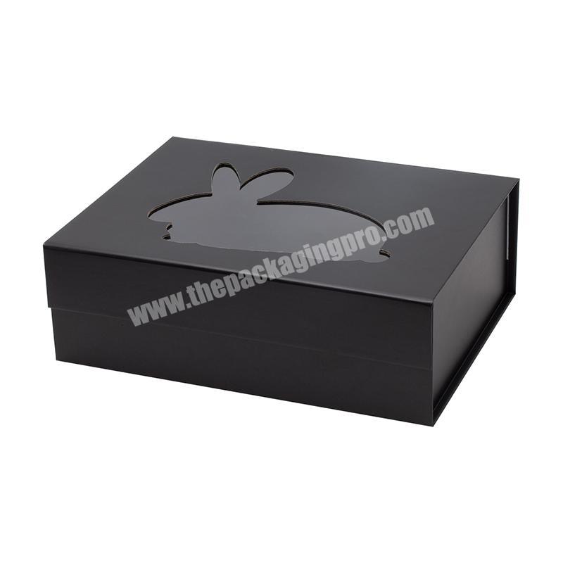 Bespoke design black Easter festival gift packaging luxury magnetic gift box with window