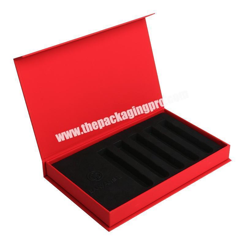 Best Selling Custom Logo Red magnetic folding Box With EVA insert  Luxury Magnetic Packaging Box For cosmetic gift set