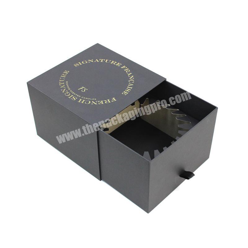 Black Texture High-end Quality Custom Slide Out Box Hardcover Paper Board Insert Cut Out for Glass Bottle