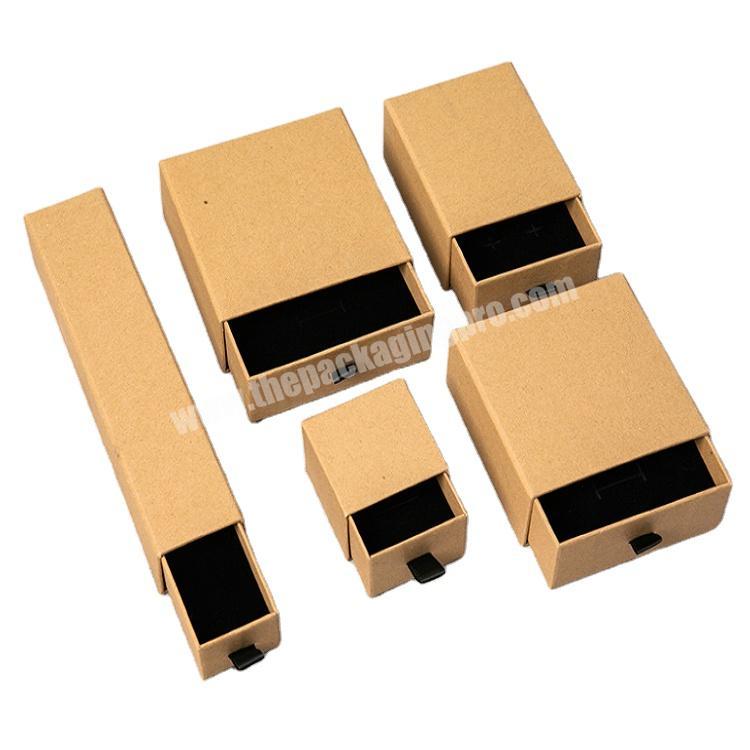 Brown Gift Earrings Packaging Paper Cardboard Box Jewelry Paper Drawer Box