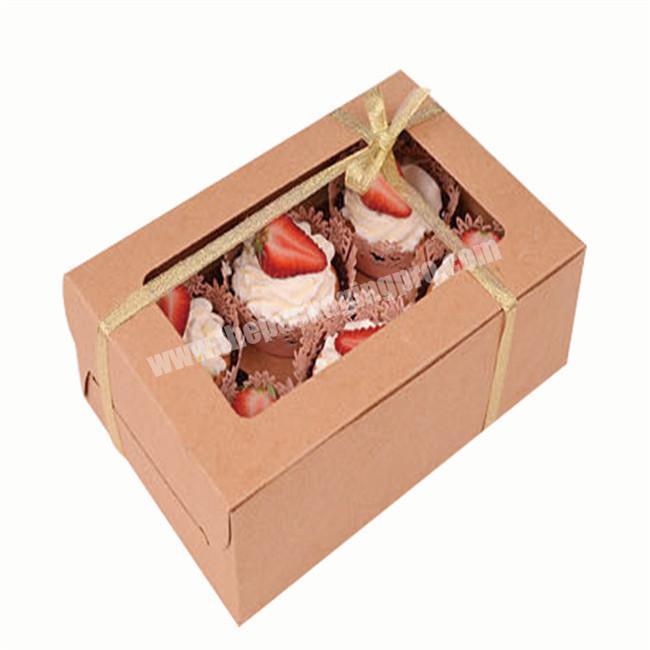 Brown Kraft Paper Cupcake Box With Window Printed Sweet Box