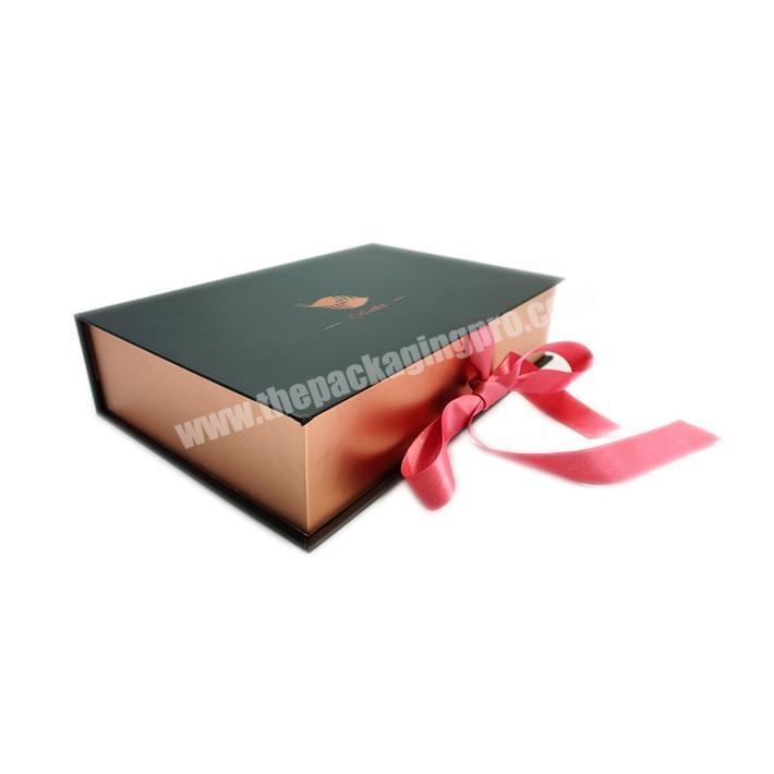 Cardboard Box Hair Extension Packing Box Gift Box with Ribbon Rose Gold Custom Logo Luxury Beauty Packaging Paperboard Gygedin
