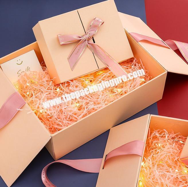 Cardboard Gift Box Luxury Box With Ribbon Magnetic Closure Folding Happy Birthday  Gift Box