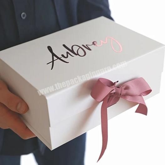Cardboard Gift Box Luxury Box With Ribbon Magnetic Closure Folding Happy Birthday Ribbon Box