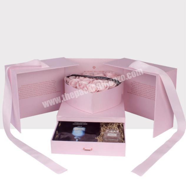 Cardboard Gift Box Luxury Box With Ribbon Magnetic Closure Folding Happy Birthday Valentine's Day Gift Box