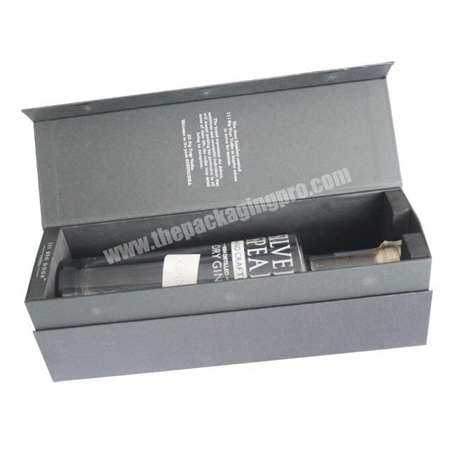 Cardboard Paper Box for Wine Bottles Black Magnetic Book Shape Packaging Gift Box with EVA insert