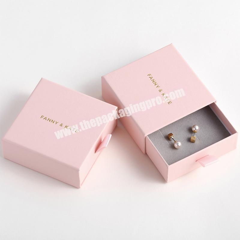 Ccustom Luxury drawer gift paper cardboard printed velvet bracelet earring necklace ring packaging jewelry box