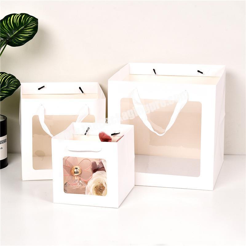 Cheap Custom Design Classic Gift Clothing White Cardboard Shopping Paper Bag with Ribbon Handle