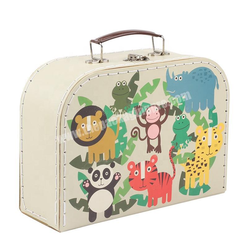Children cardboard cute suitcase gift box kids package box packaging fancy paper suitcase for wholesale