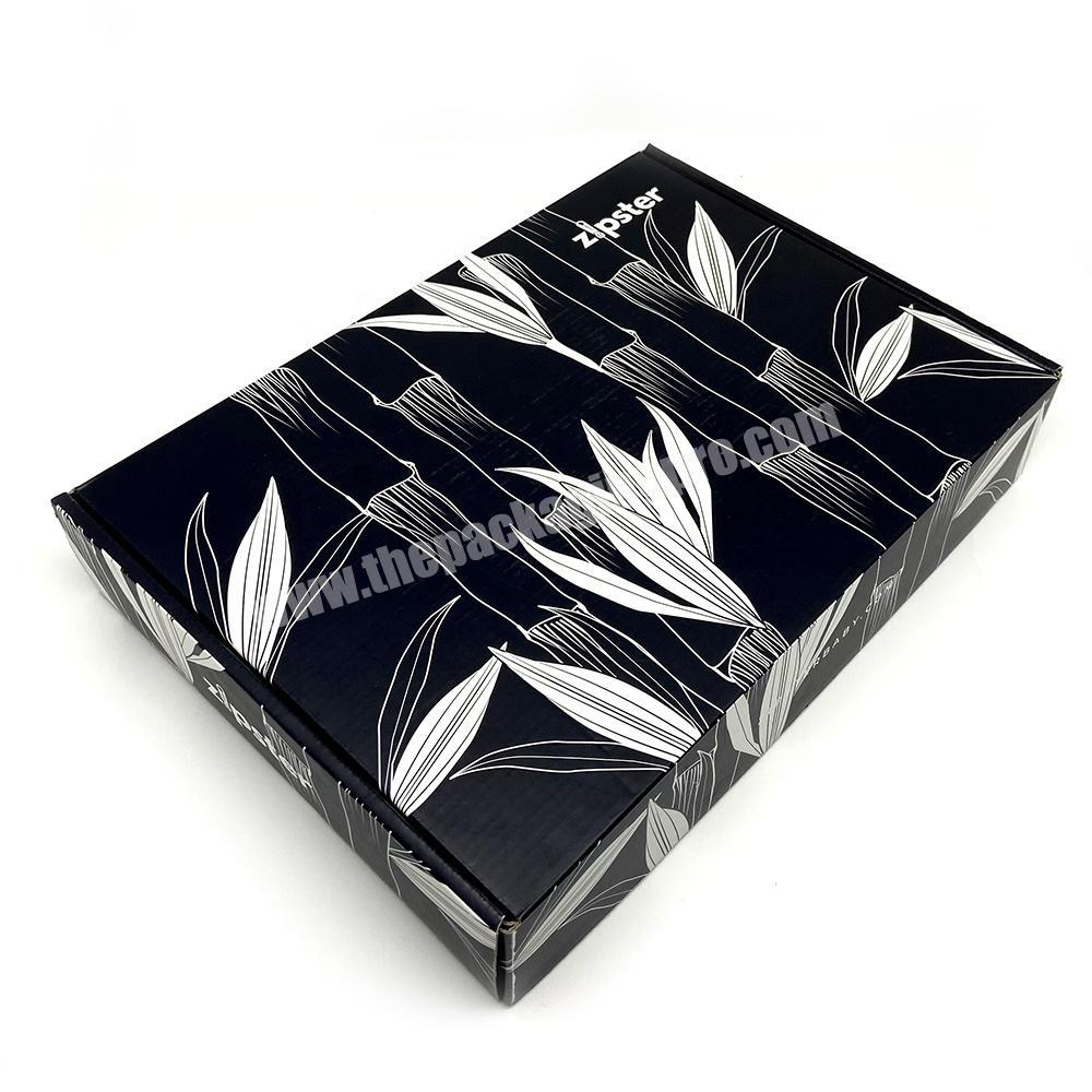 China Cheap Full Custom Corrugated Box Black Mailer Box Flat Fold Black Shipping Boxes For Cosmetic