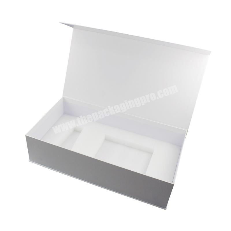 China Custom Luxury Book Shaped Rigid Paper Packaging Magnetic Gift Boxes With EVA Foam Insert