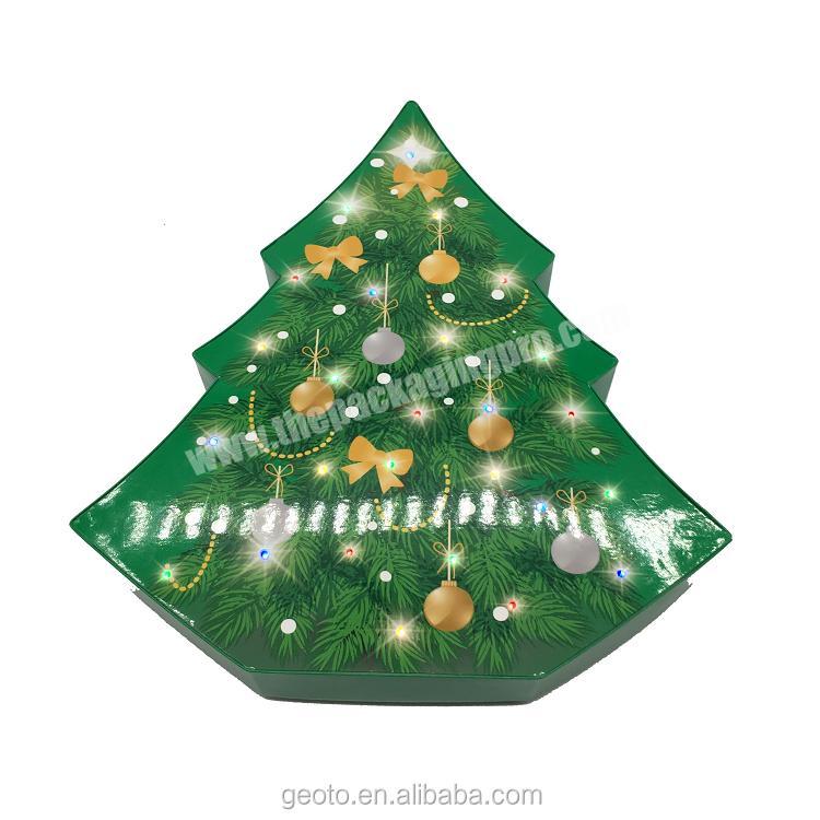Christmas Tree Shaped  Paper Cardboard  Chocolate Gift  Box With Light