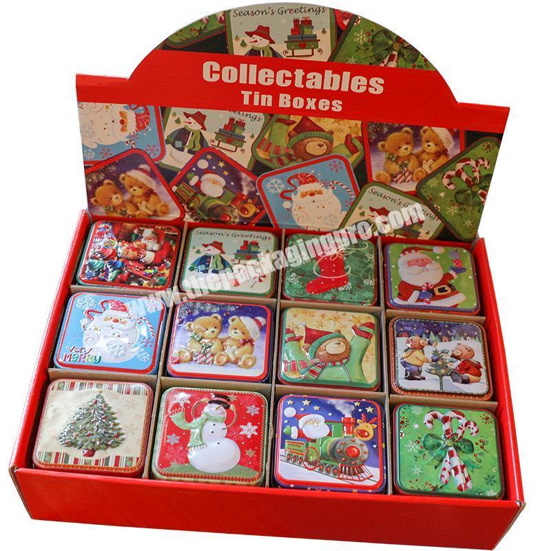 Tinplate Small Square Christmas Gift Packaging Candy Tin Biscuit Baking Color Box Set