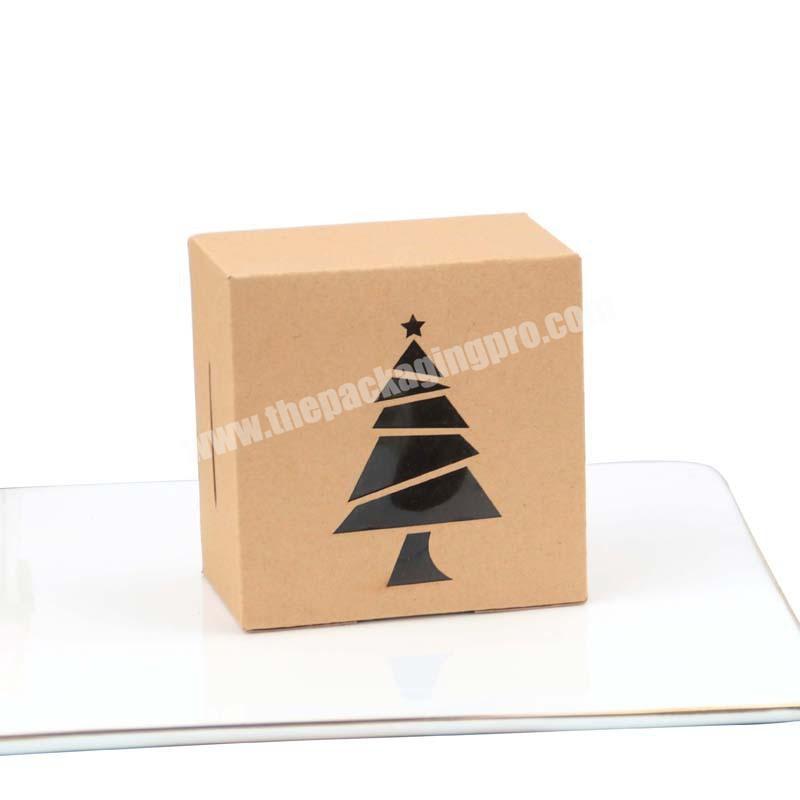 Christmas party packing box with PVC window  brown paper candy surprise box
