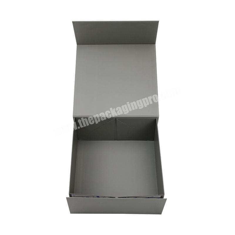 Collapsible Box With Magnet Closing Boxes Gloss Logo Magnetic Gift Boxes Grey Color