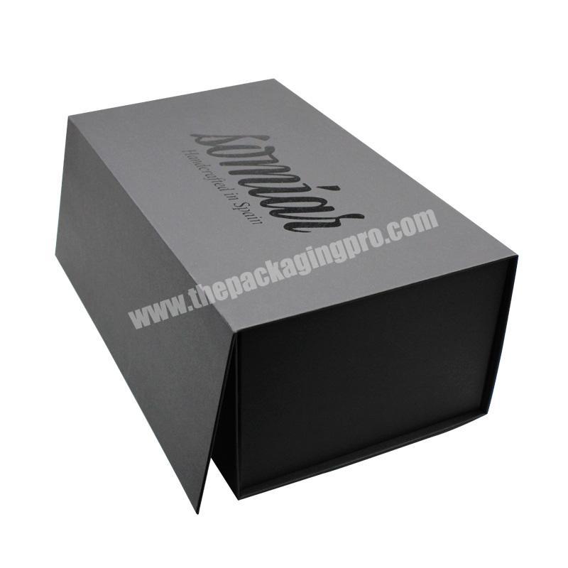 Collapsible Gift Boxes Custom Unique Black with Double Side Adhesive Tabs Customized Paperboard Recyclable OEM Style Apparel