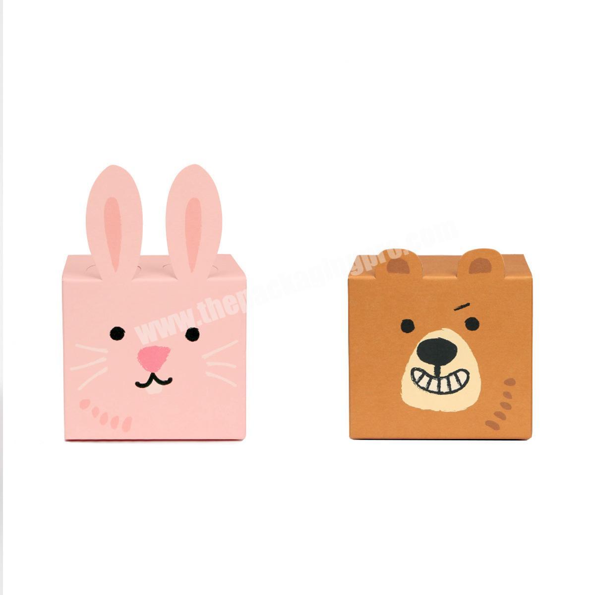 Color square cute cute bear Rabbit special-shaped gift candy box Spot folding cute paper packaging box