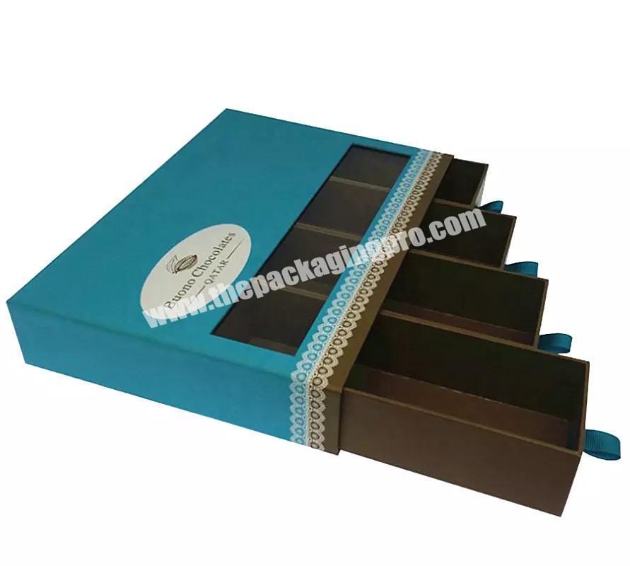 Luxury Drawer Cardboard Drawer Christmas Customize Bar Chocolate 50 Pieces Display Chocolat Gift Packaging Box