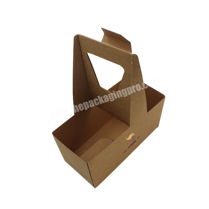 Corrugated Cardboard Box Wine Beer Bottle Carrier Holder Recycled Kraft Paper Custom Colored Printing Carrying 4 Pack Paperboard