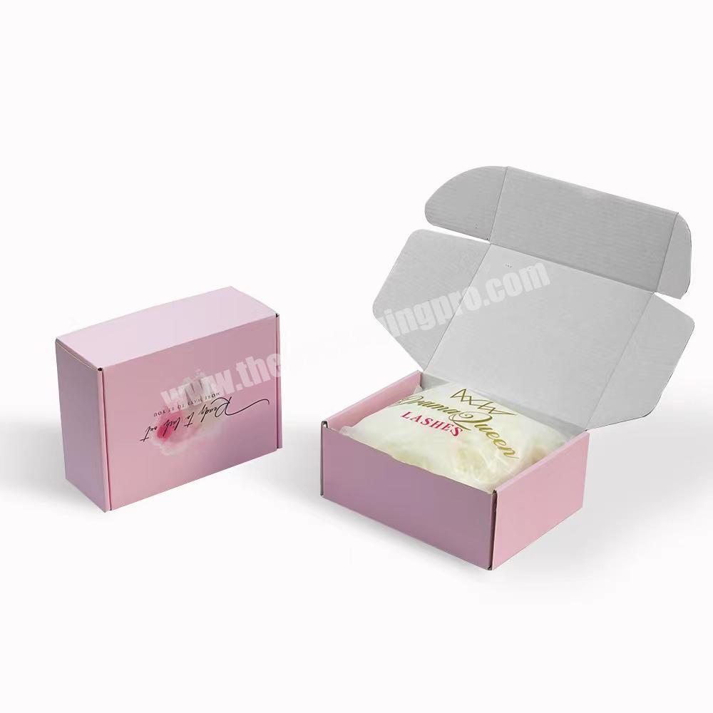 Corrugated Cardboard low MOQ 50pcs Custom Printed Blank Packaging Box Plain Flute With Pink Shipping Box Paper Box
