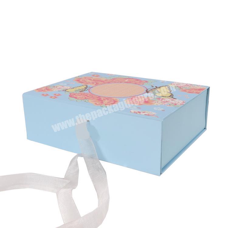Counter Display Template White Flat Pack Rigit Cardboard Underwear Gift Box with Silk Ribbons