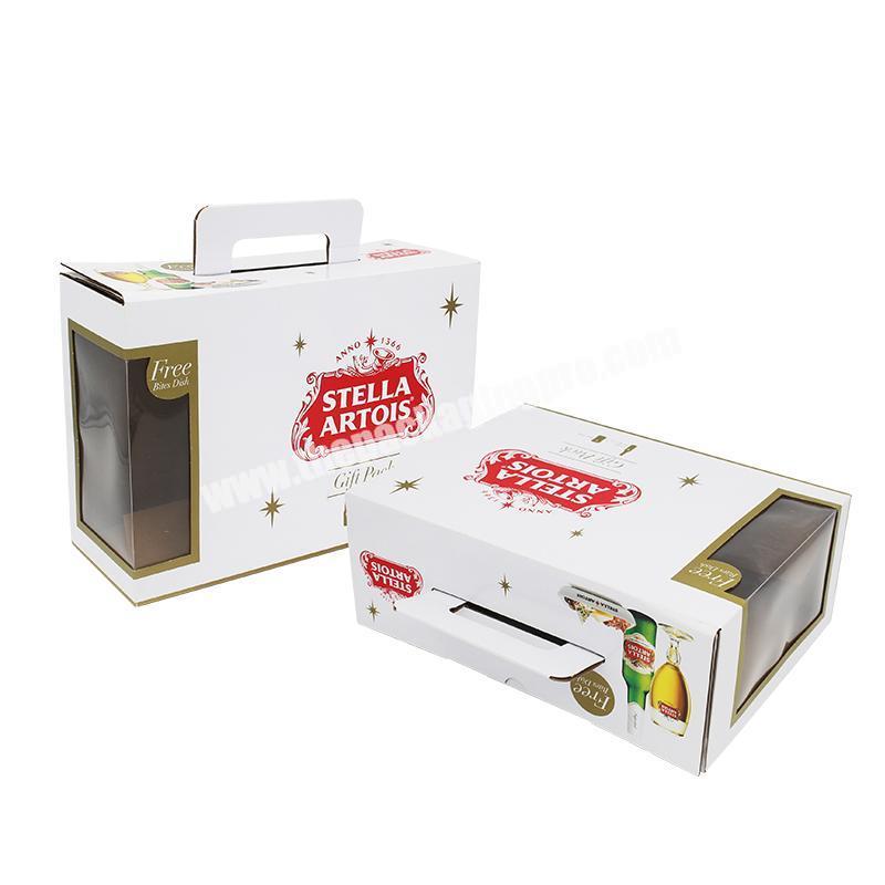 Custom Accepted 350G White Paper Wine Bottle Hard Cardboard Box With Window Display Boxes