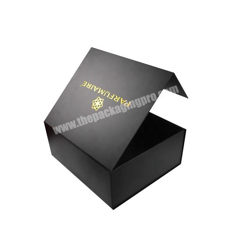 Custom Black Color Gold Hot Stamping Collapsible Storage Folding Gift Box