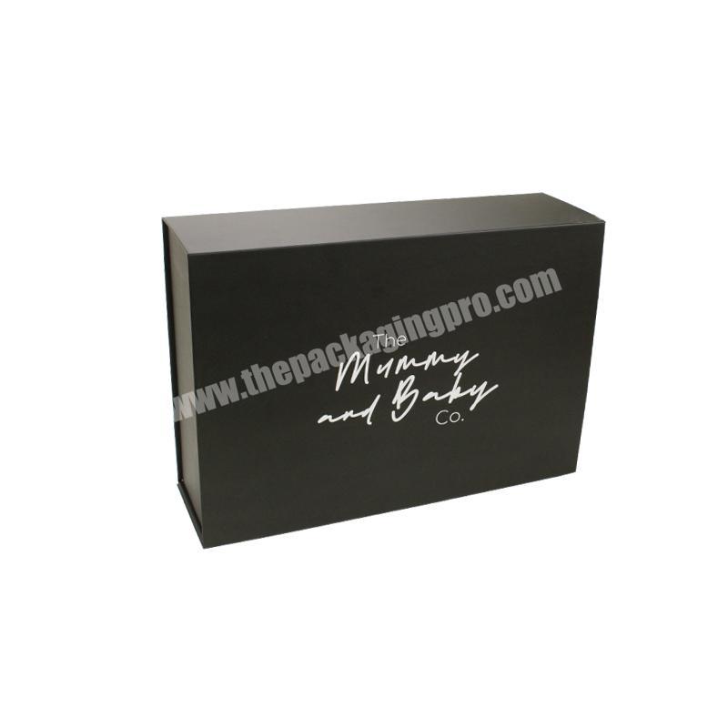 Custom Black Color Printing With White Logo Printed Collapsible Storage  Gift Magnetic Folding Box