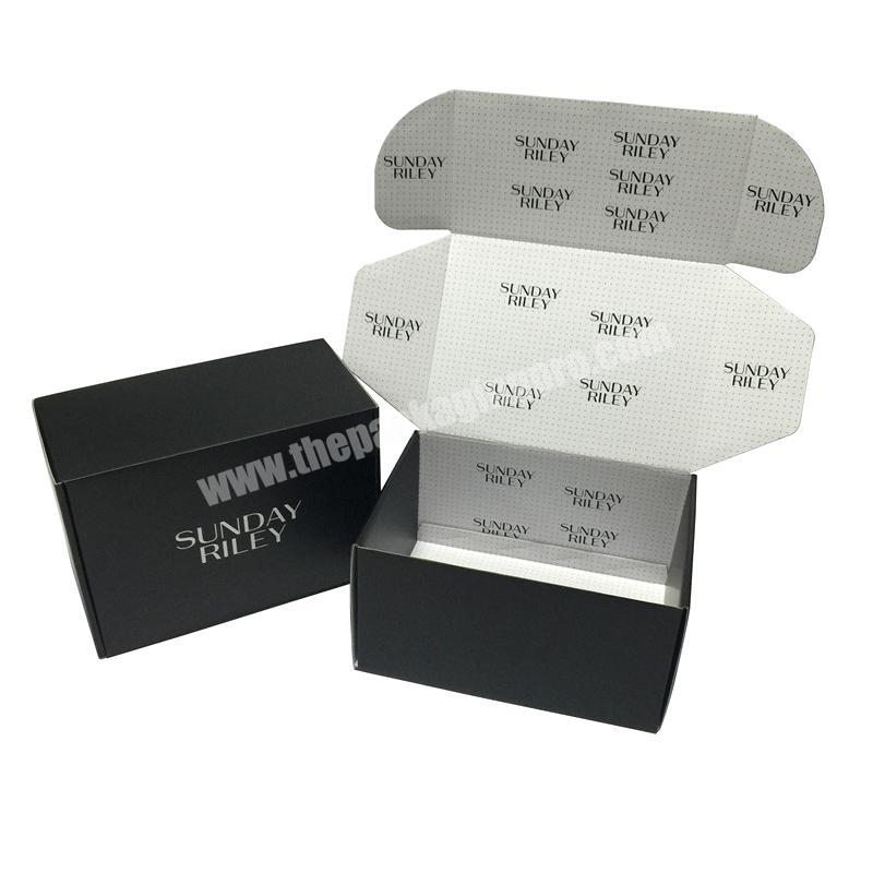 Custom Black Shoe Boxes Postal Mailer Makeup Gift Boxes And White Corrugated Shipping Packaging Matte Paper Black Box With Logo