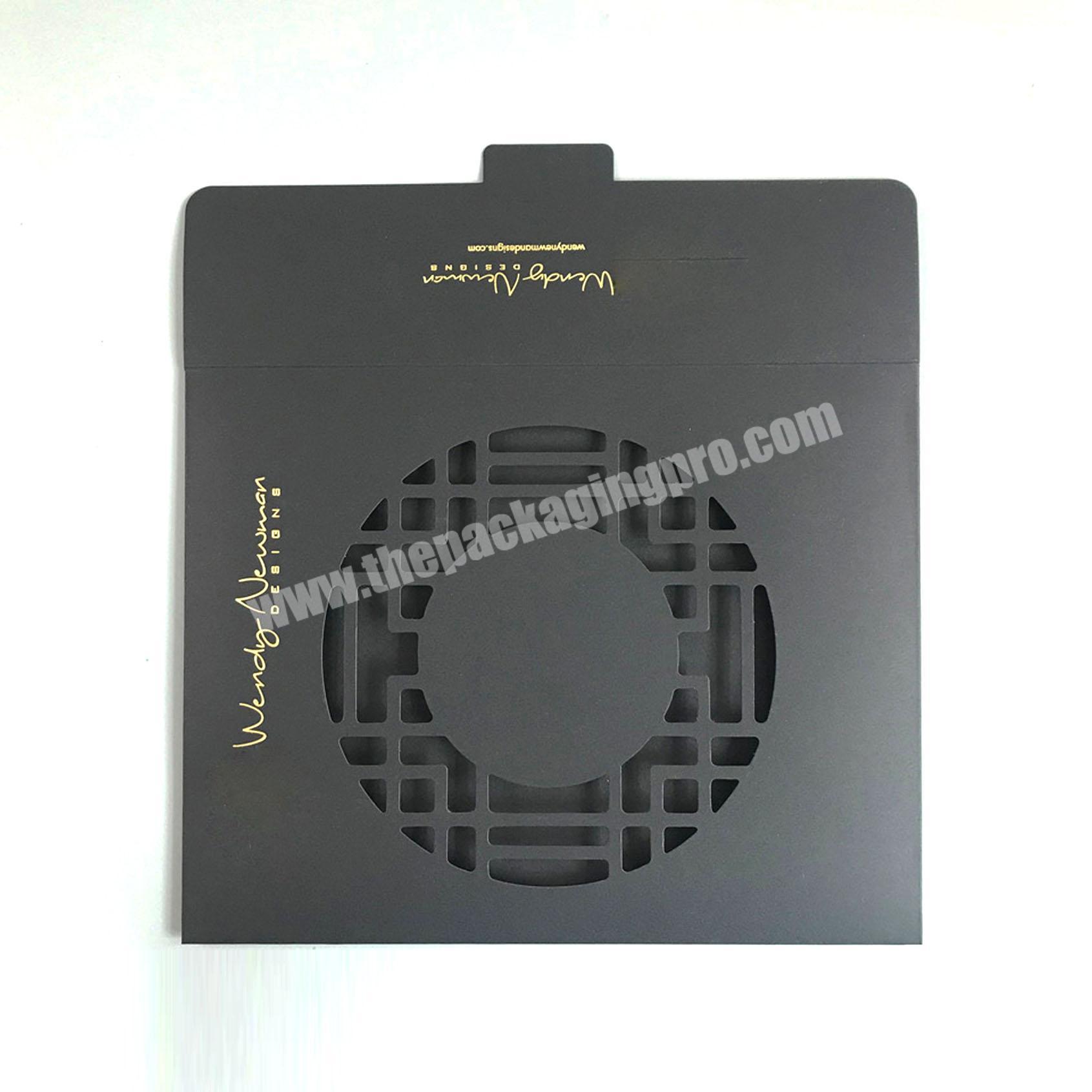 Custom Black Square Hanging Card Polish Cloth Small Jewelry Envelope Box With Window