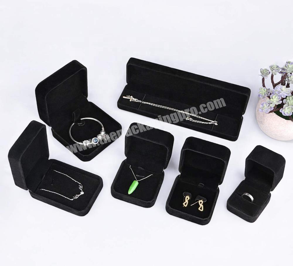 Custom Black Velvet Jewelry Box Set, jewelry 6 Pieces Jewelry Gift Box for Necklace Bracelet Bangle Earring Ring
